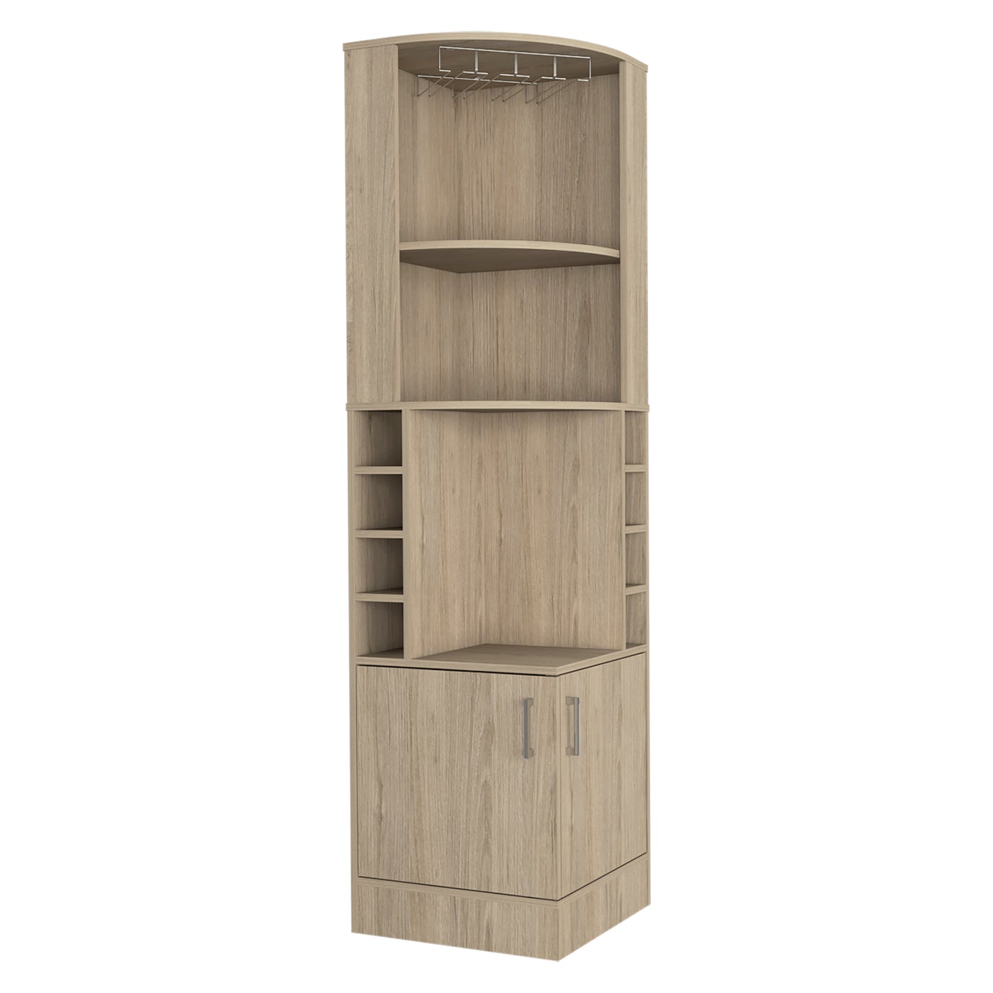 Kava Being Corner Bar Cabinet with Glass Rack, Double-Door Storage Cabinet, Built-In Eight-Bottle Wine Rack, Modern Corner Liquor Cabinet for Living Room, Home Bar, Kitchen or Dining Room Organization