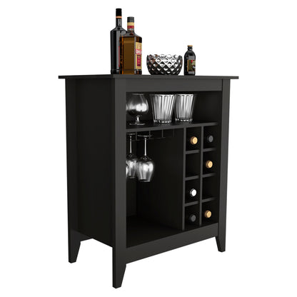 Essential Bar Cabinet with Open Display Shelf, Built-In Wine Rack Cubbies, Smooth-Glide Storage Drawer and Spacious Top Surface for Elegant Home Entertaining, Beverage Organization and Modern Bar.
