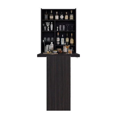 Tuhome Vatta Wall Foldable Counter Table with Multiple Shelves, Extending Surface, Space-Saving Design for Kitchen, Dining Room, or Home Office