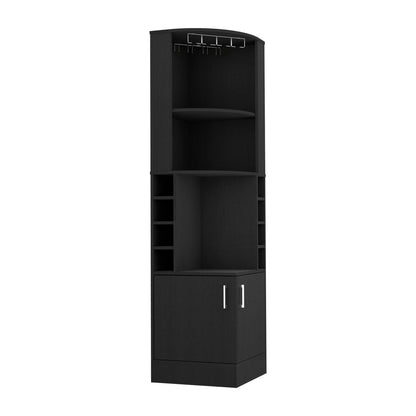 Kava Being Corner Bar Cabinet with Glass Rack, Double-Door Storage Cabinet, Built-In Eight-Bottle Wine Rack, Modern Corner Liquor Cabinet for Living Room, Home Bar, Kitchen or Dining Room Organization