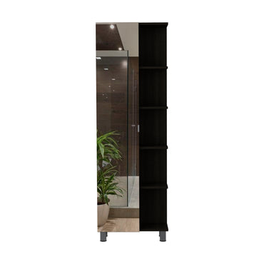 Goshen 2 Piece Bathroom Set, Linen Cabinet + Medicine Cabinet, Black Wengue Finish