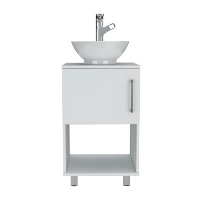 Rumford 2 Piece Bathroom Set, Linen Cabinet + Bathroom Vanity, White