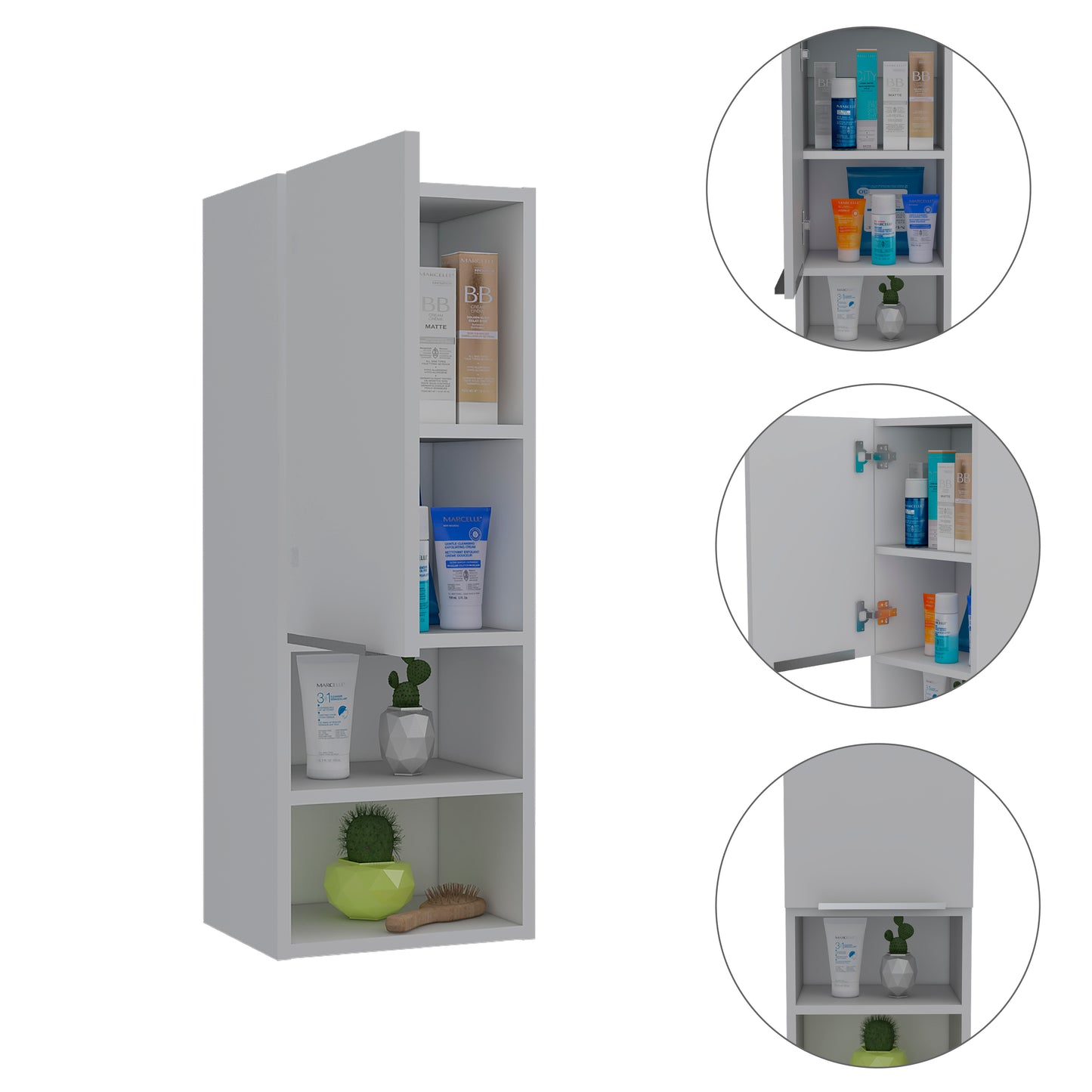 Cranston 2 Piece Bathroom Set, Linen Cabinet + Medicine Cabinet, White Finish