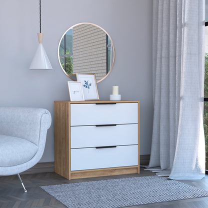 Tuhome Kaia 3 Drawers Dresser with Spacious Storage, Modern Superior Top for Décor, Functional Bedroom Organizer for Clothing and Essentials, Contemporary Space-Saving Furniture with Smooth Metal Hardware