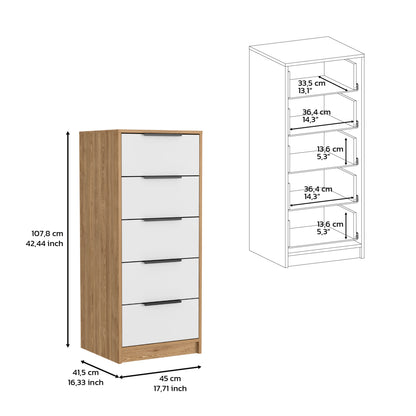 Winter 2 Piece Bedroom Set, Dresser + Dresser, White / Pine Finish