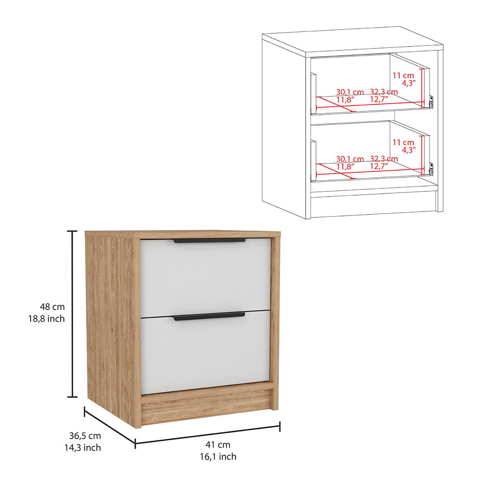 Carmy 2 Piece Bedroom Set, White / Pine Finish