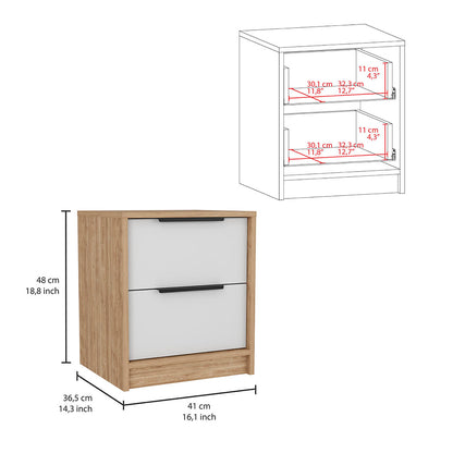 Carmy 2 Piece Bedroom Set, White / Pine Finish