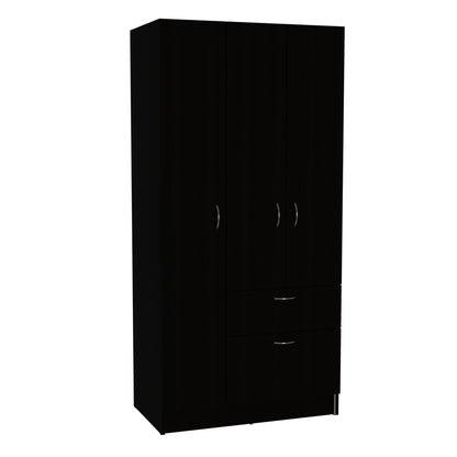 Appleton 3 Piece Bedroom Set, Armoire + Nightstand + Nightstand, Black Wengue / White / Pine Finish