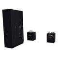 Holland 3 Piece Bedroom Set, Armoire + Nightstand + Nightstand, Black Wengue / White Finish