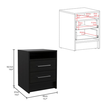 Holland 3 Piece Bedroom Set, Armoire + Nightstand + Nightstand, Black Wengue / White Finish