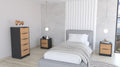 Kaia 3 Piece Bedroom Set, Dresser + Nightstand + Nightstand, BlackWengue  / Pine Finish