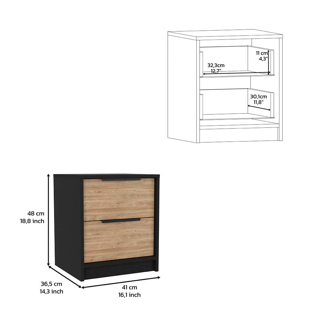 Zion 2 Piece Bedroom Set, Black Wengue/ Pine Finish