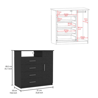 Preter 3 Piece Bedroom Set, Black Wengue Finish