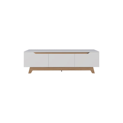 Woodall Tv Stand, Two Doors Modern Entertainment Center, Open Shelves And Cable Management