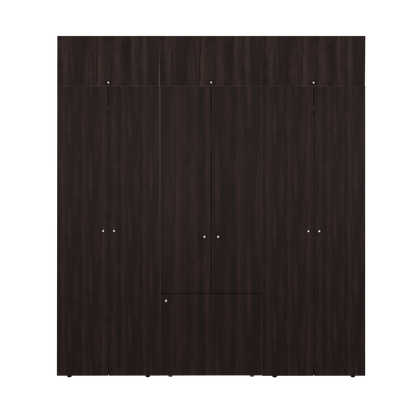 Home 6 Piece, 10 Door Closet System, Top Storage Shelves, Wide Armoire for Bedroom Storage and Organization, Natural Oak