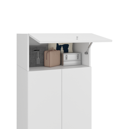 Home 6 Piece, 10 Door Closet System, Top Storage Shelves, Wide Armoire for Bedroom Storage and Organization, Natural Oak