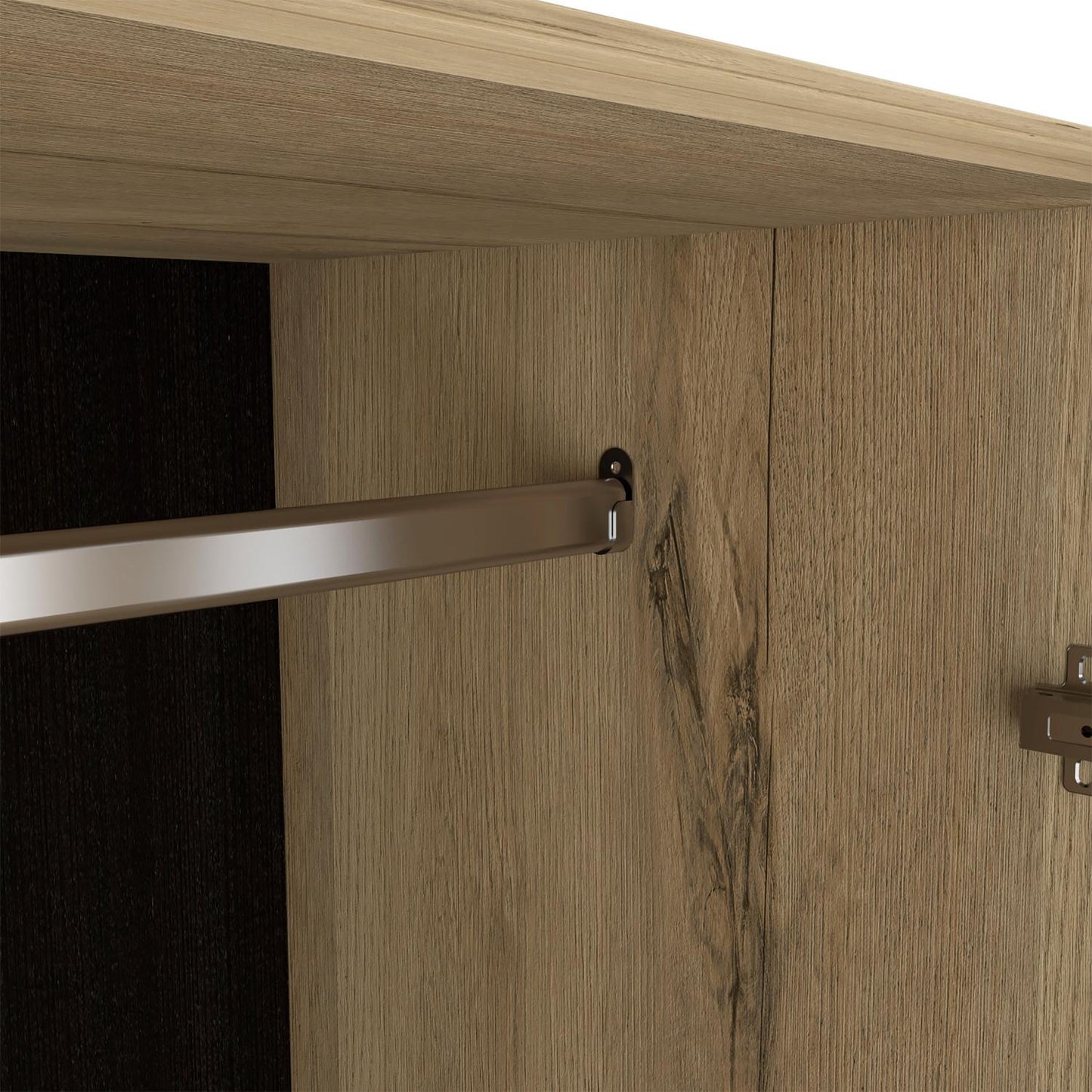 Austral 3 Doors Armoire, Metal Rod, Two Drawers, Single Door, Double Door Cabinets