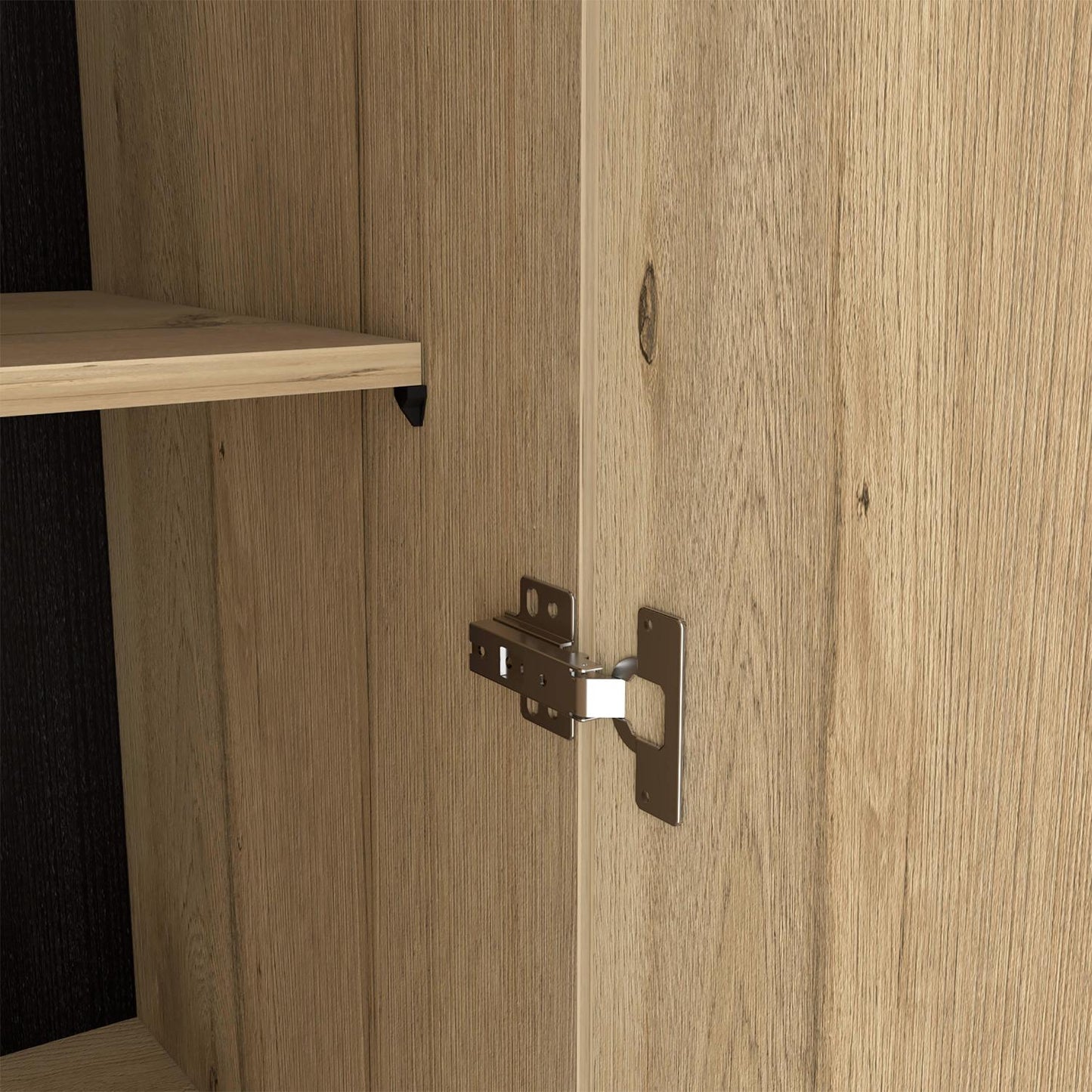 Austral 3 Doors Armoire, Metal Rod, Two Drawers, Single Door, Double Door Cabinets