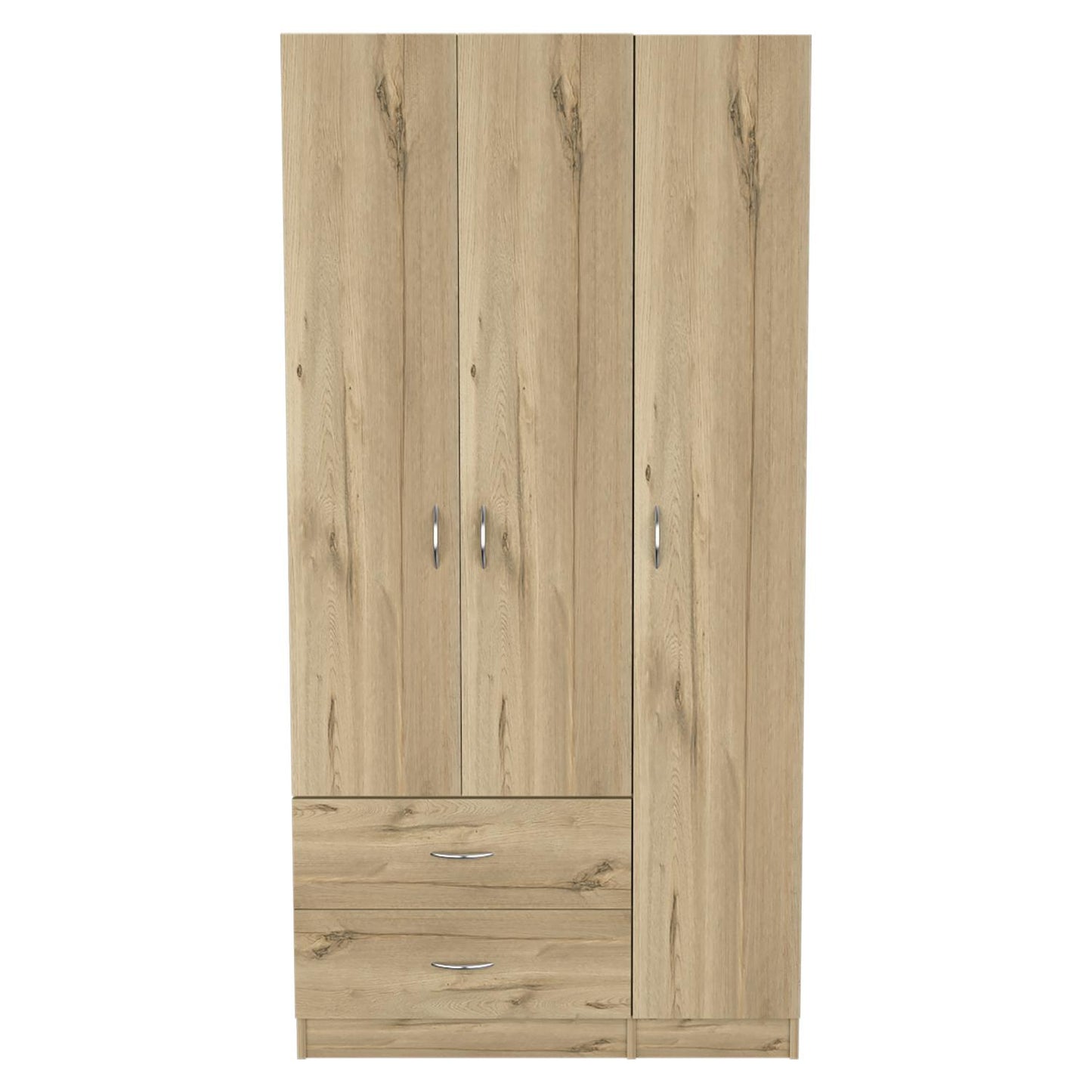 Austral 3 Doors Armoire, Metal Rod, Two Drawers, Single Door, Double Door Cabinets