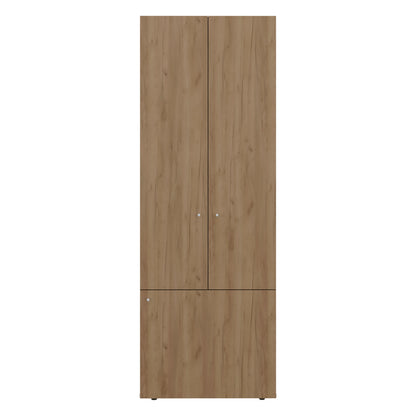 Home 6 Piece, 10 Door Closet System, Top Storage Shelves, Wide Armoire for Bedroom Storage and Organization, Natural Oak