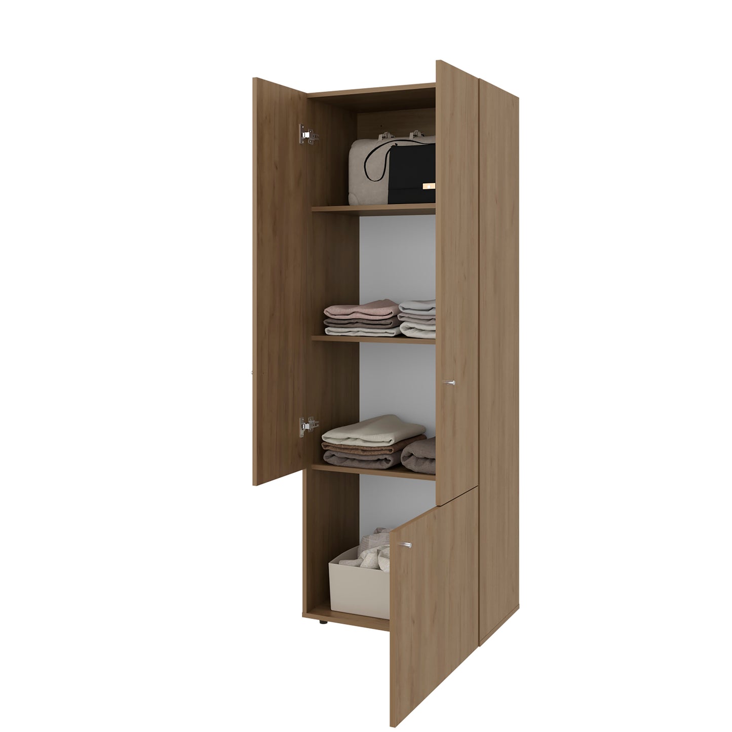 Home 6 Piece, 10 Door Closet System, Top Storage Shelves, Wide Armoire for Bedroom Storage and Organization, Natural Oak