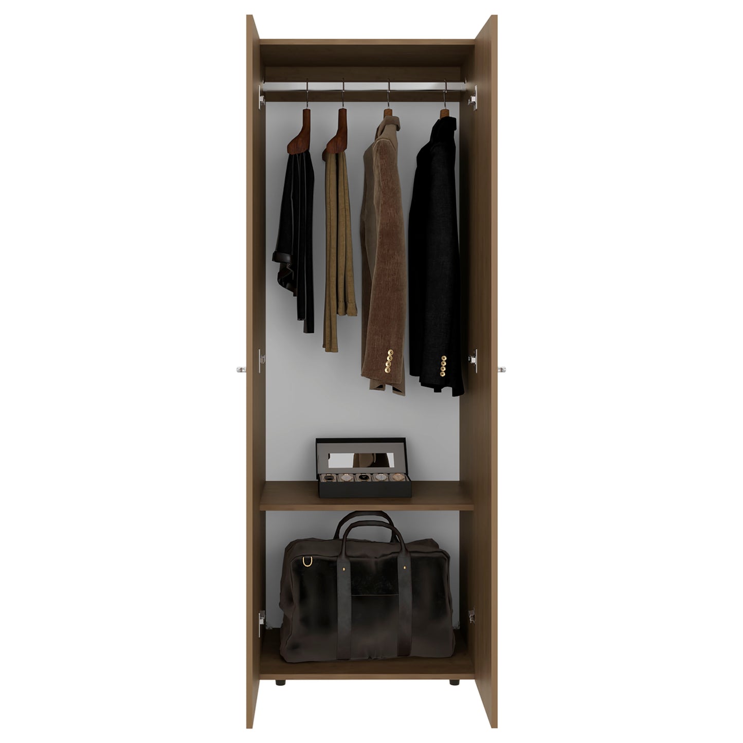 Home 6 Piece, 10 Door Closet System, Top Storage Shelves, Wide Armoire for Bedroom Storage and Organization, Natural Oak