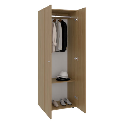 Home 2-Door Closet System Armoire with Hanging Rod and Storage Shelf, Modern Bedroom Organization Storage, Space-Saving Wardrobe for Jackets, Dresses, and Folded Garments in Contemporary Bedrooms