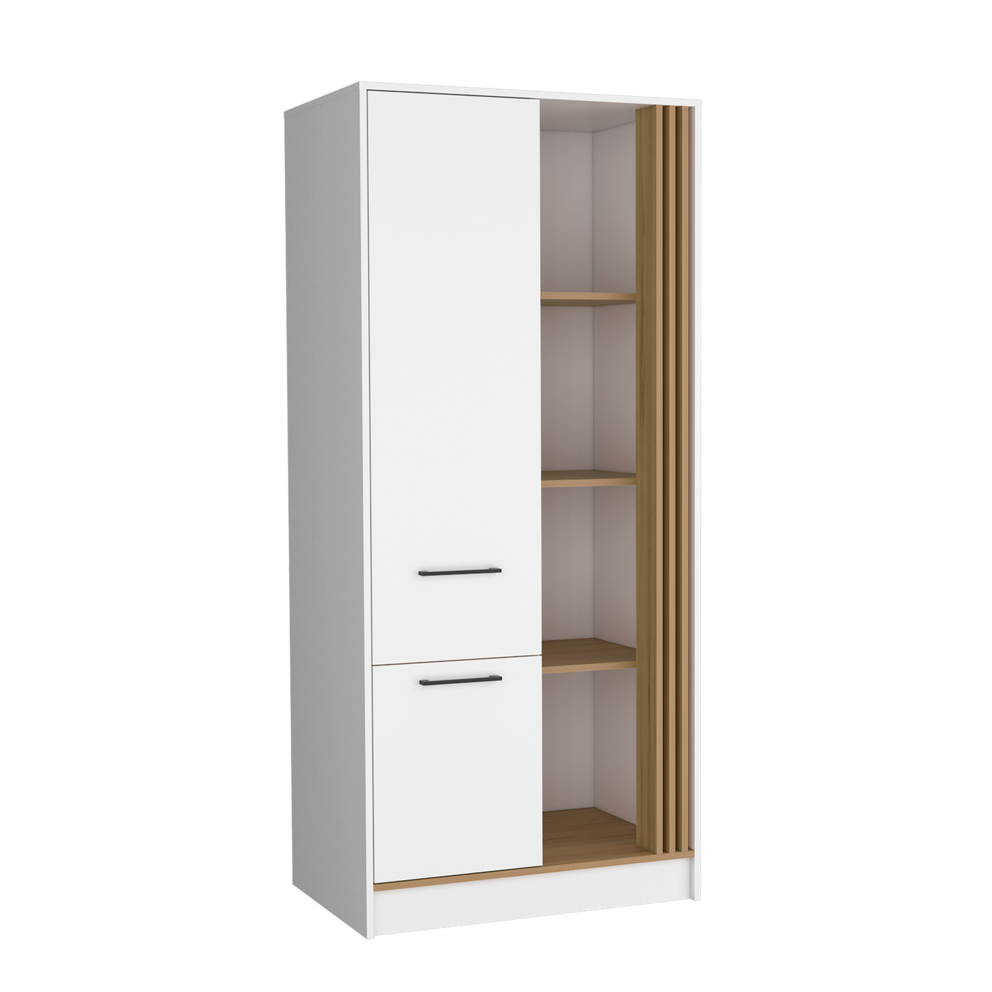 Vance Armoire With Double Doors, Interior Hanging Rod And Shelves, Freestanding Modern Wardrobe Closet