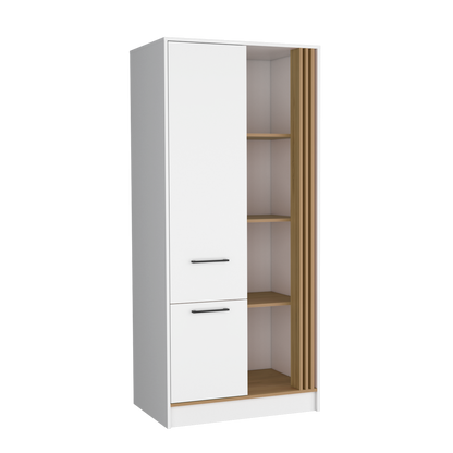 Vance Armoire With Double Doors, Interior Hanging Rod And Shelves, Freestanding Modern Wardrobe Closet
