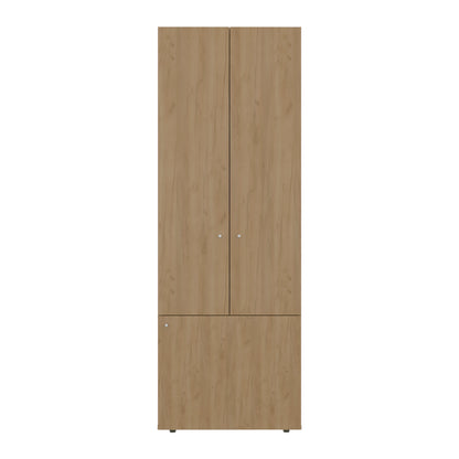 Home 3 Door Closet System with Hanging Rod for clothes and interior Shelves, Manufactured Wood Freestanding Bedroom Storage, Utility Room or Laundry Room Furniture