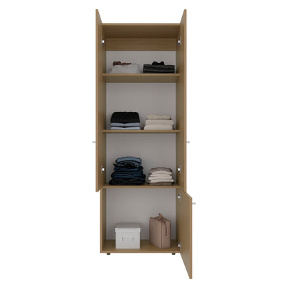 Home 3 Door Closet System with Hanging Rod for clothes and interior Shelves, Manufactured Wood Freestanding Bedroom Storage, Utility Room or Laundry Room Furniture