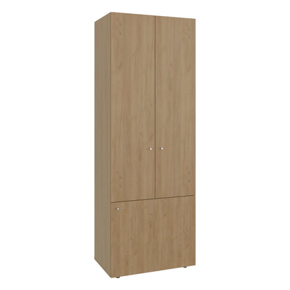 Home 3 Door Closet System with Hanging Rod for clothes and interior Shelves, Manufactured Wood Freestanding Bedroom Storage, Utility Room or Laundry Room Furniture