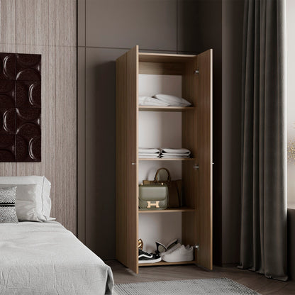 Home 2 Door Closet System, Four Fixed Shelves, Compact Wardrobe for Bedroom Organization, Laundry Room Organization, Utility Room Organization, Freestanding Storage Furniture