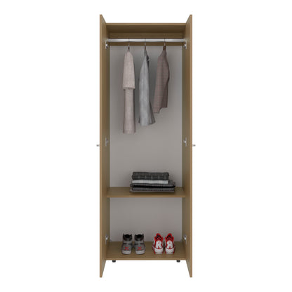 Home 2 Doors Closet System Armoire, Hanging Rod and Storage Shelf, Modern Armoire for Bedroom Organization Storage