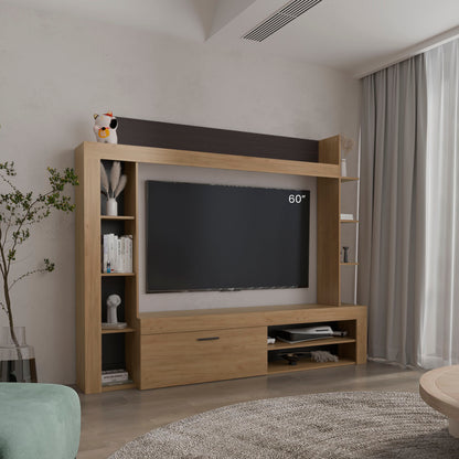 Cecil Entertainment Center and TV Stand with Open Below Shelves and Storage Compartments with One Door