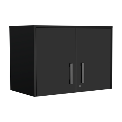 Wooster 5 Piece Garage Set, 2 Wall Cabinets + 2 Storage Cabinets + Pantry Cabinet, Black Wengue Finish