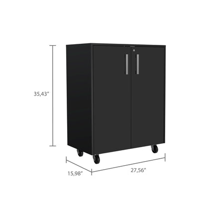 Wooster 5 Piece Garage Set, 2 Wall Cabinets + 2 Storage Cabinets + Pantry Cabinet, Black Wengue Finish