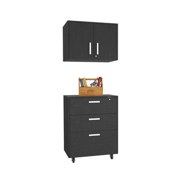 Storage wall cabinet gray + storage cabinet 3c- black / gray