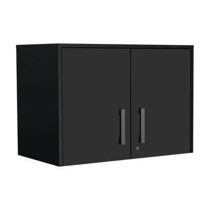 Melrose 4 Piece Garage Set, 2 Wall Cabinets + 2 Storage Cabinets, Black Wengue Finish