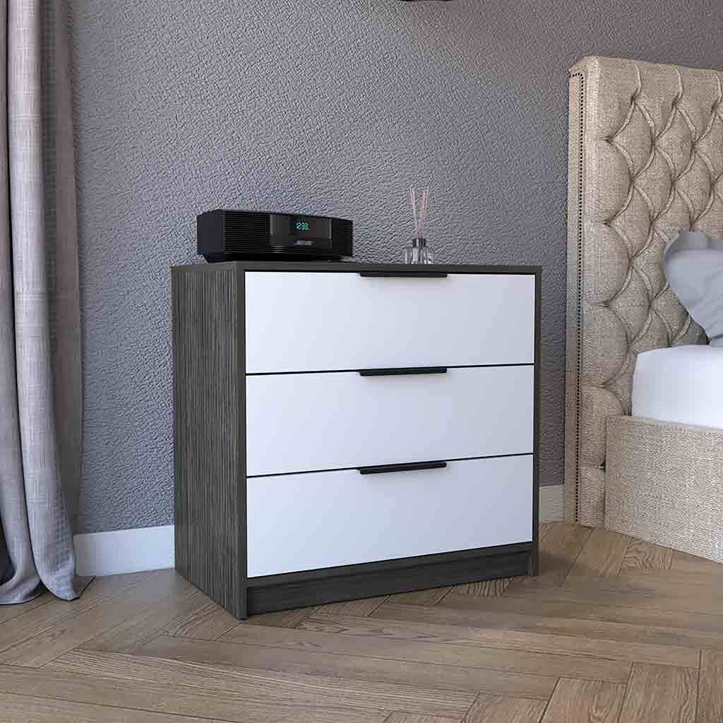 Tuhome Kaia 3 Drawers Dresser with Spacious Storage, Modern Superior Top for Décor, Functional Bedroom Organizer for Clothing and Essentials, Contemporary Space-Saving Furniture with Smooth Metal Hardware