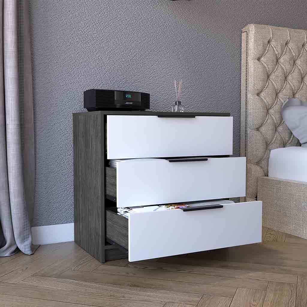 Tuhome Kaia 3 Drawers Dresser with Spacious Storage, Modern Superior Top for Décor, Functional Bedroom Organizer for Clothing and Essentials, Contemporary Space-Saving Furniture with Smooth Metal Hardware