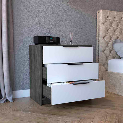 Tuhome Kaia 3 Drawers Dresser with Spacious Storage, Modern Superior Top for Décor, Functional Bedroom Organizer for Clothing and Essentials, Contemporary Space-Saving Furniture with Smooth Metal Hardware