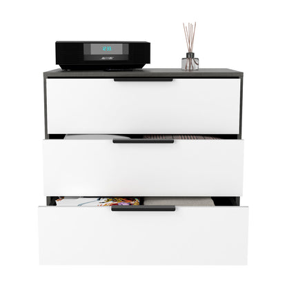 Tuhome Kaia 3 Drawers Dresser with Spacious Storage, Modern Superior Top for Décor, Functional Bedroom Organizer for Clothing and Essentials, Contemporary Space-Saving Furniture with Smooth Metal Hardware