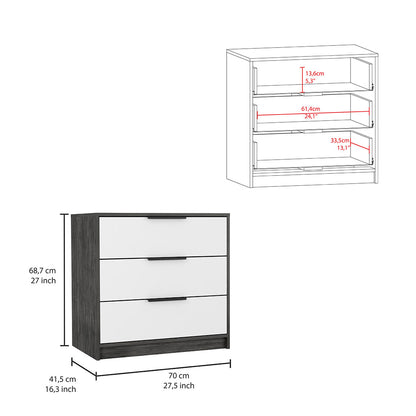 Tuhome Kaia 3 Drawers Dresser with Spacious Storage, Modern Superior Top for Décor, Functional Bedroom Organizer for Clothing and Essentials, Contemporary Space-Saving Furniture with Smooth Metal Hardware