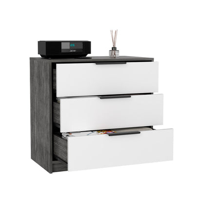 Tuhome Kaia 3 Drawers Dresser with Spacious Storage, Modern Superior Top for Décor, Functional Bedroom Organizer for Clothing and Essentials, Contemporary Space-Saving Furniture with Smooth Metal Hardware