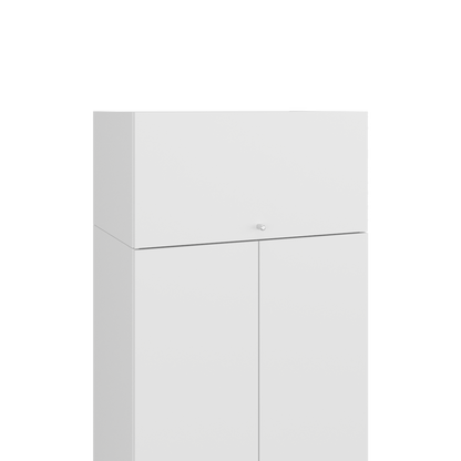 Home 6 Piece, 10 Door Closet System, Top Storage Shelves, Wide Armoire for Bedroom Storage and Organization, Natural Oak