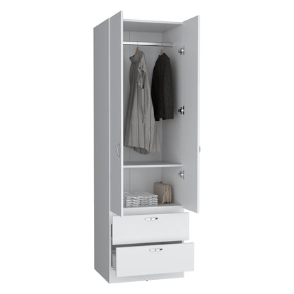 Vico 76" High Armoire Wardrove Closet with 2 Drawers, Double Door Cabinet , One Shelf and Hanging Rod, Bedroom Clothes Storage Cabinet Organizer