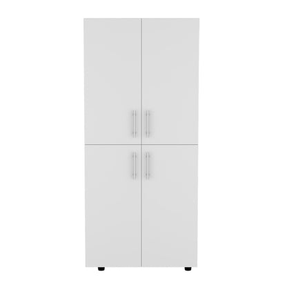 Hazel 70" High Four-Door Armoire Wardrove Closet Cabinet, Six Shelves and Two Hanging Rods, Bedroom Clothes Storage Cabinet Organizer