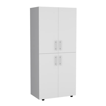 Hazel 70" High Four-Door Armoire Wardrove Closet Cabinet, Six Shelves and Two Hanging Rods, Bedroom Clothes Storage Cabinet Organizer