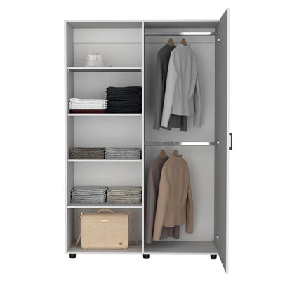 Eco 72" High 6-tier Shelf One-Door Cabinet Armoire with Two Hanging Rods